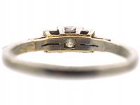 Art Deco 18ct White Gold, Diamond Solitaire Ring with Step Cut Diamond set Shoulders