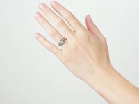 Georgian 18ct Gold & Silver, Diamond Cluster Ring with rose Diamond set Shoulders