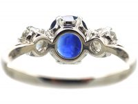 Art Deco 18ct White Gold, Sapphire & Diamond Three Stone Ring