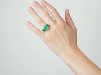 French 18ct Gold Large Three Stone Colombian Emerald Ring