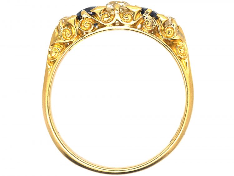 Edwardian 18ct Gold, Sapphire & Diamond Five Stone Ring