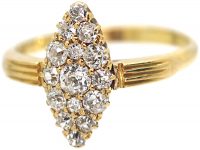 Victorian 18ct Gold Marquise Shaped Ring set with Diamonds