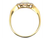 Edwardian 18ct Gold & Platinum, Opal & Diamond Cluster Ring with Diamond Set Shoulders
