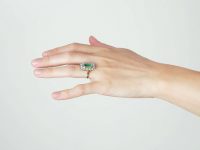 18ct Gold Emerald & Diamond Rectangular Ring