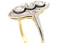 Art Deco 18ct Gold & Platinum, Diamond Navette Shaped Ring