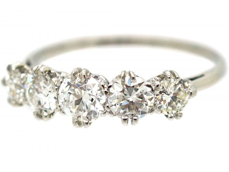 Art Deco Platinum Five Stone Diamond Ring