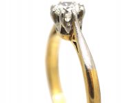 Art Deco 18ct Gold & Platinum, Diamond Solitaire Ring