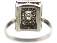 Retro Platinum & Diamond Rectangular Shaped Ring