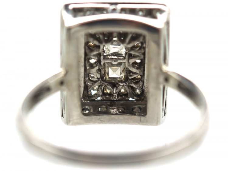 Retro Platinum & Diamond Rectangular Shaped Ring