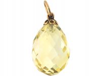 Edwardian Briolette Cut Citrine Pendant