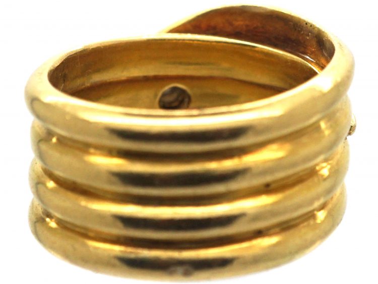 Victorian 18ct Gold Snake Ring with a Diamond in his Head