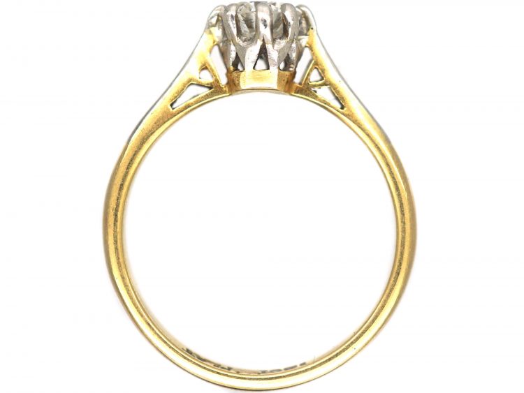 Art Deco 18ct Gold & Platinum, Diamond Solitaire Ring