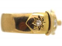 Edwardian 18ct Gold Buckle Ring Set With Diamonds