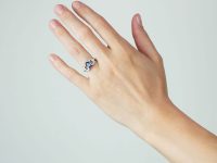 Art Deco Platinum, Sapphire & Diamond Stylised Bow Ring