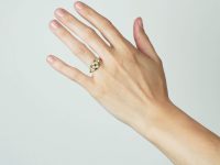 Regency 15ct Gold Natural Split Pearl & Emerald Cluster Ring with Natural Split Pearl Set Shoulders