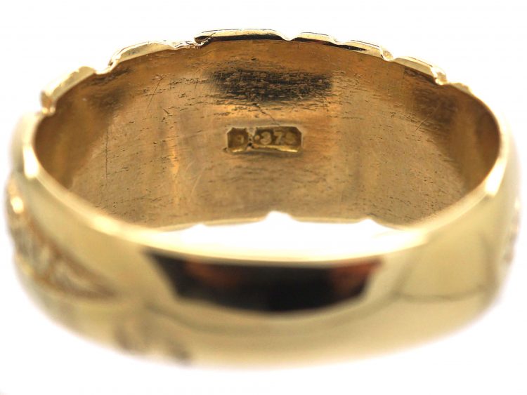 Edwardian 9ct Gold Keeper Ring with Hearts Motif