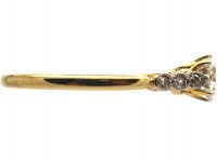 Art Deco 18ct Gold & Platinum, Diamond Solitaire Ring with Diamond Set Shoulders