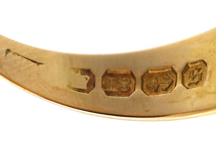 Victorian 18ct Gold Ring Spelling Mizpah with a Heart & Diamond Motif