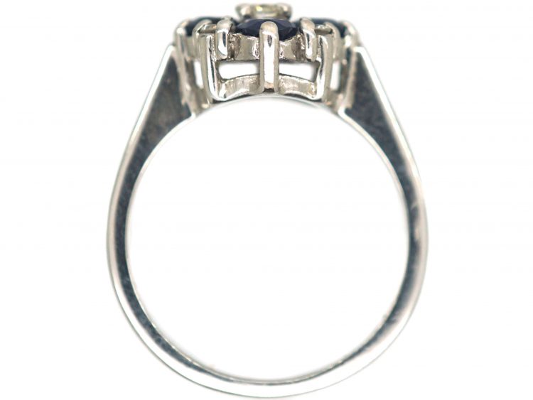 18ct White Gold, Sapphire & Diamond Cluster Ring