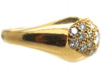 French 18ct Gold Bombe Ring with Pave Set Diamonds