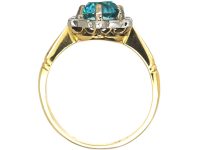 Art Deco 18ct Gold & Platinum, Zircon & Diamond Cluster Ring