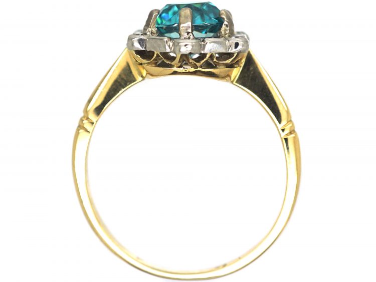 Art Deco 18ct Gold & Platinum, Zircon & Diamond Cluster Ring