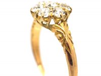 Edwardian 18ct Gold & Diamond Cluster Ring with Ornate Shoulders