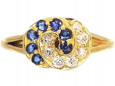 Edwardian 18ct Gold, Interlocking Circles Ring set with Sapphires & Diamonds