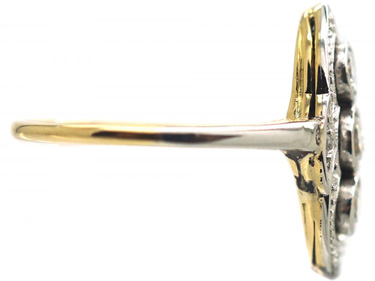 Art Deco 18ct Gold & Platinum, Diamond Navette Shaped Ring