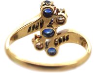 Edwardian 18ct Gold, Sapphire & Diamond Crossover Ring