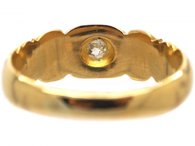 Edwardian 18ct Gold & Diamond Gypsy Scroll Design Ring