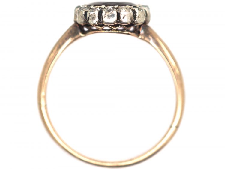 Victorian 14ct Gold, Garnet & Diamond Oval Cluster Ring