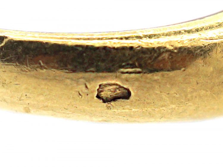 French 18ct Gold Bombe Ring with Pave Set Diamonds