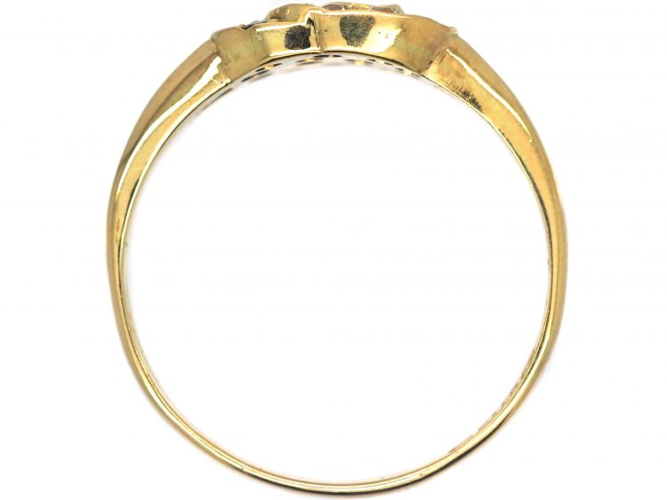 Edwardian 18ct Gold, Interlocking Circles Ring set with Sapphires & Diamonds