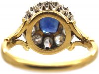 18ct Gold, Royal Blue Sapphire & Diamond Cluster Ring