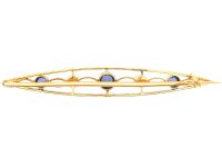 Edwardian 15ct Gold Brooch set with Sapphires & Natural Pearls