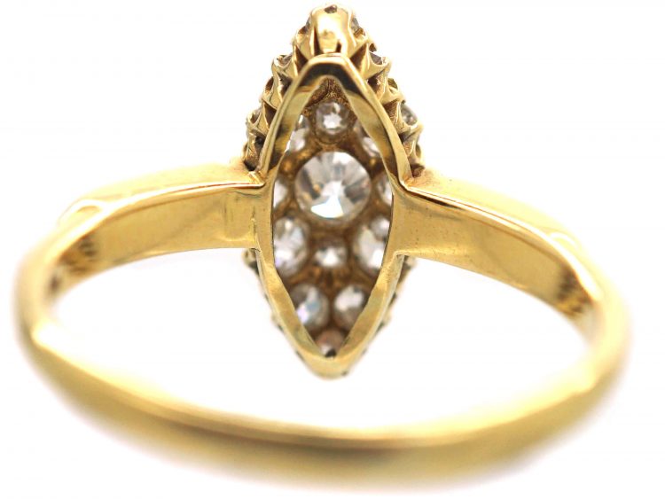 Victorian 18ct Gold Marquise Shaped Ring set with Diamonds