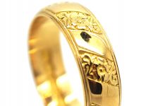 22ct Gold Ring with Decorated Slanting Bands