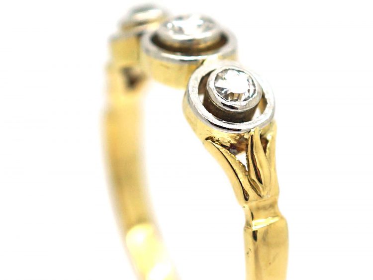 Art Deco 18ct Gold & Platinum, Three Stone Diamond Ring