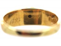 Victorian 18ct Gold Ring Spelling Mizpah with a Heart & Diamond Motif