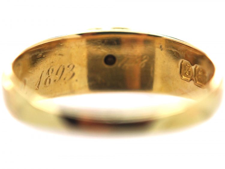 Victorian 18ct Gold Ring Spelling Mizpah with a Heart & Diamond Motif