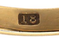 Victorian 18ct Gold, Three Stone Diamond Carved Half Hoop Ring