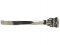 Art Deco 18ct White Gold, Diamond Solitaire Ring with Step Cut Diamond set Shoulders