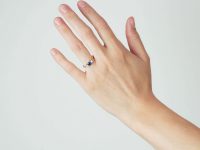 Art Deco 18ct Gold & Platinum, Sapphire & Diamond Three Stone Ring