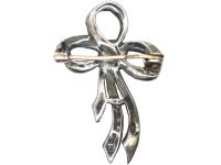 Art Deco Silver & Marcasite Bow Brooch