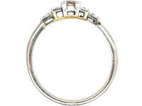 Art Deco 18ct White Gold, Diamond Solitaire Ring with Step Cut Diamond set Shoulders