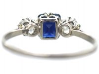 Art Deco Platinum, Sapphire & Diamond Three Stone Ring
