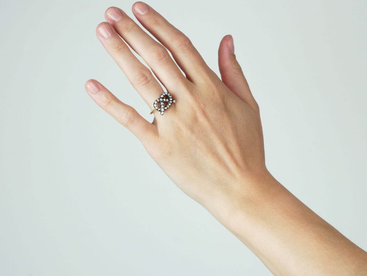 18ct Gold, Silver & Diamond Lover's Knot or Stafford Knot Ring