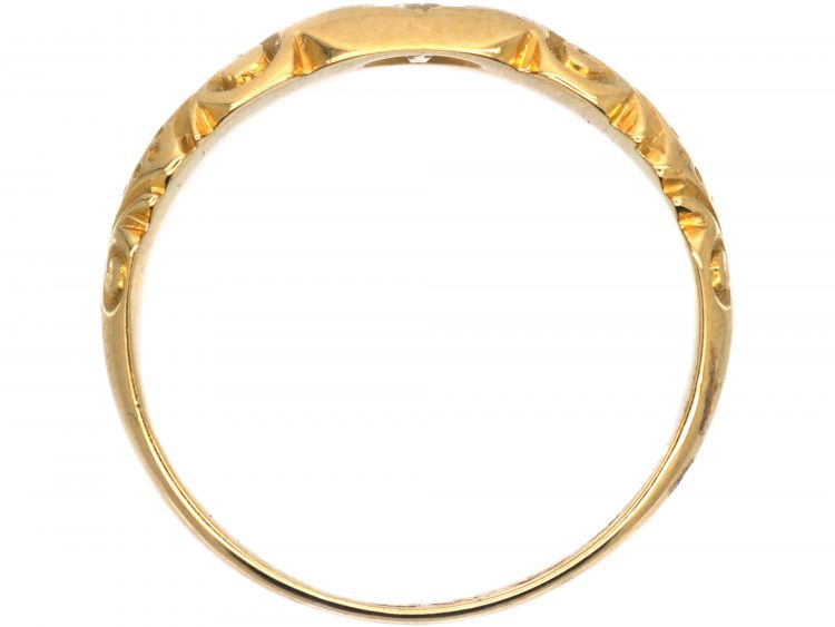 Edwardian 18ct Gold & Diamond Gypsy Scroll Design Ring