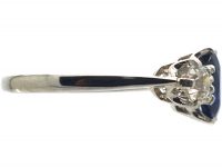 Art Deco 18ct White Gold, Sapphire & Diamond Three Stone Ring